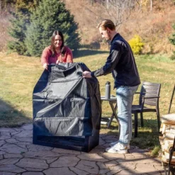 Sunnydaze Decor Sunnydaze Backyard Blaze Heavy-Duty Steel Outdoor Fireplace - Built-In Log Storage And Protective Cover - 35-Inch H - Brushed Bronze