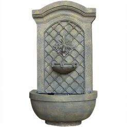 Sunnydaze Decor Sunnydaze 31"H Solar-Powered Polystone Rosette Leaf Outdoor Wall-Mount Fountain -Furniture GUEST 5f671b39 f330 45b5 a46f 7b01513d0ae5
