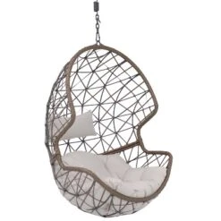 Sunnydaze Decor Sunnydaze Outdoor Resin Wicker Patio Danielle Hanging Basket Egg Chair Swing With Cushion And Headrest - 2pc -Furniture GUEST 5f6bfe32 289f 42e9 8c4f d69a147209ab