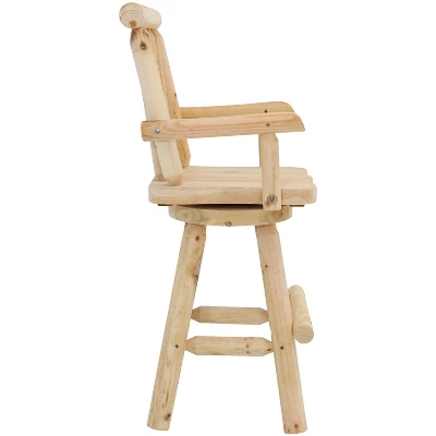 Sunnydaze Decor Sunnydaze Unfinished Fir Wood Log Cabin Style Rustic Swivel Bar Stool 9 Sunnydaze Decor Sunnydaze Unfinished Fir Wood Log Cabin Style Rustic Swivel Bar Stool - Image 7