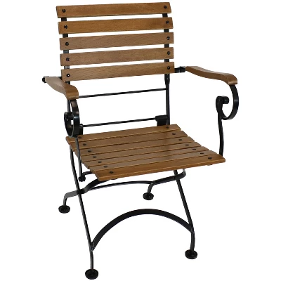 Sunnydaze Decor Sunnydaze Indoor/Outdoor Patio Or Dining Deluxe Chestnut Wooden Folding Bistro Arm Chair - Brown 5 Sunnydaze Decor Sunnydaze Indoor/Outdoor Patio Or Dining Deluxe Chestnut Wooden Folding Bistro Arm Chair - Brown - Image 3