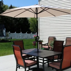 Sunnydaze Decor Sunnydaze Outdoor Aluminum Patio Table Umbrella With Polyester Canopy And Push Button Tilt And Crank - 9' -Furniture GUEST 604ea626 e8fb 434f a170 6b5c8489c104