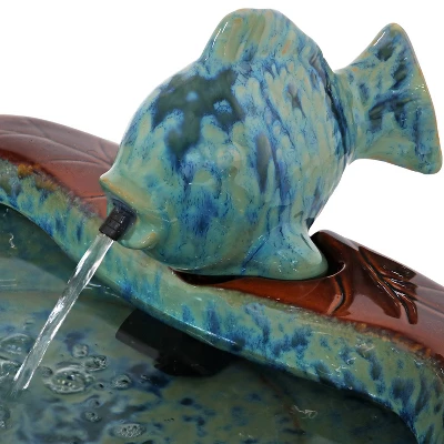 Sunnydaze Decor Sunnydaze 7"H Electric Green Glazed Ceramic Fish Outdoor Water Fountain 4 Sunnydaze Decor Sunnydaze 7"H Electric Green Glazed Ceramic Fish Outdoor Water Fountain - Image 2