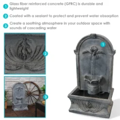 Sunnydaze Decor Sunnydaze 28"H Electric Glass Reinforced Concrete French-Inspired Design Outdoor Wall-Mount Water Fountain 19 Sunnydaze Decor Sunnydaze 28"H Electric Glass Reinforced Concrete French-Inspired Design Outdoor Wall-Mount Water Fountain -Furniture GUEST 619c67f9 6dc1 436d 8bfd c47e5ab6f505