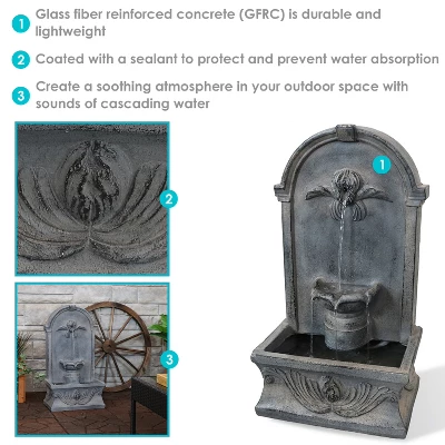 Sunnydaze Decor Sunnydaze 28"H Electric Glass Reinforced Concrete French-Inspired Design Outdoor Wall-Mount Water Fountain 11 Sunnydaze Decor Sunnydaze 28"H Electric Glass Reinforced Concrete French-Inspired Design Outdoor Wall-Mount Water Fountain - Image 9