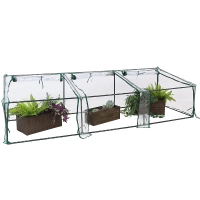 Sunnydaze Decor Sunnydaze Outdoor Portable Slanted Top Plant Shelter Mini Cloche Greenhouse With Zipper Doors - Clear 10 Sunnydaze Decor Sunnydaze Outdoor Portable Slanted Top Plant Shelter Mini Cloche Greenhouse With Zipper Doors - Clear - Image 8