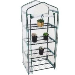 Sunnydaze Decor Sunnydaze Outdoor Portable Growing Rack 4-Tier Greenhouse With Roll-Up Door - 4 Shelves - Clear -Furniture GUEST 62115229 105d 488e a5f4 12ead8baabad