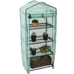 Sunnydaze Decor Sunnydaze Outdoor Portable Growing Rack 4-Tier Greenhouse With Roll-Up Door - 4 Shelves - Green -Furniture GUEST 62d1bb44 a62d 4a62 88aa 502991246839