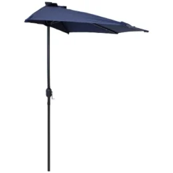 Sunnydaze Decor Sunnydaze Solar Outdoor Half Patio Umbrella With LED Lights And Crank - 9' -Furniture GUEST 63acbdd6 8a4a 4ae7 9fe8 fad4d73616fe 1