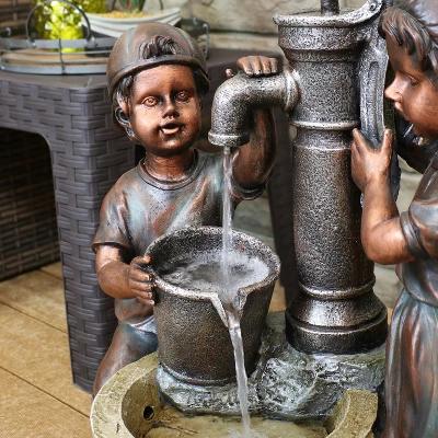 Sunnydaze Decor Sunnydaze 24"H Electric Polyresin Jack And Jill At Farmhouse Pump And Well Outdoor Water Fountain 11 Sunnydaze Decor Sunnydaze 24"H Electric Polyresin Jack And Jill At Farmhouse Pump And Well Outdoor Water Fountain - Image 9