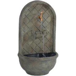 Sunnydaze Decor Sunnydaze 26"H Solar Polystone Messina Outdoor Wall-Mount Water Fountain -Furniture GUEST 652c436b e099 4d5f b7ee 2056fb382b96