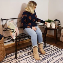 Sunnydaze Decor Sunnydaze Indoor/Outdoor Modern Furniture Steel Wire Patio Bench - Black - 30.75" H -Furniture GUEST 653cca85 4588 439e b7a7 a8c78e27f711