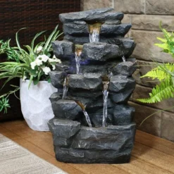 Sunnydaze Decor Sunnydaze 24"H Electric Polyresin Grotto Falls Outdoor Water Fountain With LED Lights -Furniture GUEST 657b358c a2bf 46b1 a7f5 3cf18239e66e