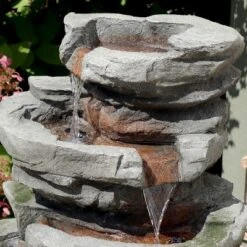 Sunnydaze Decor Sunnydaze 31"H Electric Polyresin And Fiberglass Lighted Cobblestone Waterfall Outdoor Water Fountain With LED Lights -Furniture GUEST 6645a85d ab83 434c 9416 733ae30416cd