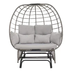 Sunnydaze Decor Sunnydaze Outdoor Polyrattan Double Egg Chair Glider With Cushions And Pillows - Gray -Furniture GUEST 666c3517 142b 40a8 bb69 fa9eb23ea327