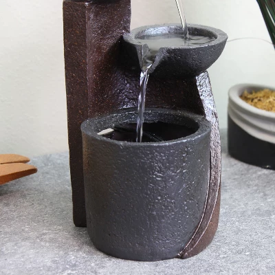 Sunnydaze Decor Sunnydaze Indoor Home Decorative Resin 3-Tier Descending Bowls Tabletop Water Fountain - 9" - Dark Brown 7 Sunnydaze Decor Sunnydaze Indoor Home Decorative Resin 3-Tier Descending Bowls Tabletop Water Fountain - 9" - Dark Brown - Image 5