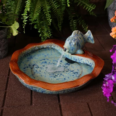 Sunnydaze Decor Sunnydaze 7"H Electric Green Glazed Ceramic Fish Outdoor Water Fountain 3 Sunnydaze Decor Sunnydaze 7"H Electric Green Glazed Ceramic Fish Outdoor Water Fountain