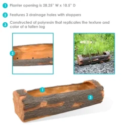 Sunnydaze Decor Sunnydaze Polyresin Decorative Outdoor Raised Rustic Log Planter For Garden, Patio, Deck, Yard, Porch And Balcony - 35" W - Brown -Furniture GUEST 67b07bfc d9fe 4eb7 b2e6 60013baa092c