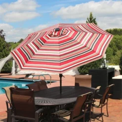 Sunnydaze Decor Sunnydaze Outdoor Solar Patio Umbrella With Polyester Canopy, LED Lights And Push Button Tilt And Crank 34 Sunnydaze Decor Sunnydaze Outdoor Solar Patio Umbrella With Polyester Canopy, LED Lights And Push Button Tilt And Crank -Furniture GUEST 689147e4 aa25 4986 9fae 28df697c9457