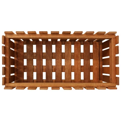 Sunnydaze Decor Sunnydaze Outdoor Rectangle Meranti Wood Picket Style Planter Box For Flowers, Herbs, Vegetables And Plants - 24" W - Brown 6 Sunnydaze Decor Sunnydaze Outdoor Rectangle Meranti Wood Picket Style Planter Box For Flowers, Herbs, Vegetables And Plants - 24" W - Brown - Image 4