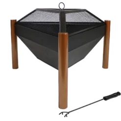 Sunnydaze Decor Sunnydaze Outdoor Camping Or Backyard Steel Triangle Fire Pit With Wood Grate, Log Poker, And Spark Screen - 31" - Copper Finish -Furniture GUEST 68f10bf1 aada 4058 b703 7f1e40a3c9f5