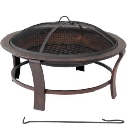 Sunnydaze Decor Sunnydaze Outdoor Portable Camping Or Backyard Elevated Round Fire Pit Bowl With Stand, Spark Screen, Wood Grate, And Log Poker - 29" - Bronze 10 Sunnydaze Decor Sunnydaze Outdoor Portable Camping Or Backyard Elevated Round Fire Pit Bowl With Stand, Spark Screen, Wood Grate, And Log Poker - 29" - Bronze -Furniture GUEST 6906bdc2 12f2 4f20 9456 42887909c43a