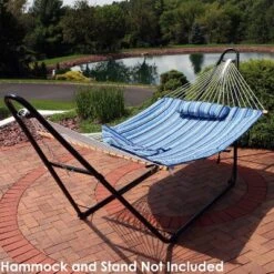 Sunnydaze Decor Sunnydaze Outdoor Weather-Resistant Polyester Quilted Hammock Cushion Pad And Hammock Pillow With Ties - Breakwater Stripe -Furniture GUEST 6949c027 b6d1 4ef9 bf67 198f54c96e78