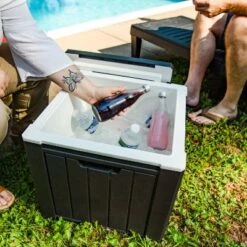 Sunnydaze Decor Sunnydaze 9-Gallon Outdoor Cooler Box - Polypropylene Resin - Black -Furniture GUEST 6975036e da9e 4ba2 af0f ff4de818107f