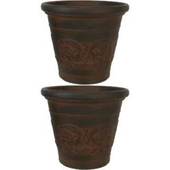 Sunnydaze Decor Sunnydaze Indoor/Outdoor Patio, Garden, Or Porch Weather-Resistant Double-Walled Arabella Flower Pot Planter - 16" - Rust Finish -Furniture GUEST 697624ce 102c 4610 92fb 5d189c60d14a