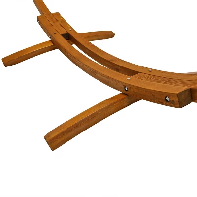 Sunnydaze Decor Sunnydaze Cotton Double Wide 2-Person Rope Hammock With Spreader Bars And Curved Arc Wood Stand - 400 Lb Weight Capacity /13' Stand 4 Sunnydaze Decor Sunnydaze Cotton Double Wide 2-Person Rope Hammock With Spreader Bars And Curved Arc Wood Stand - 400 Lb Weight Capacity /13' Stand - Image 2