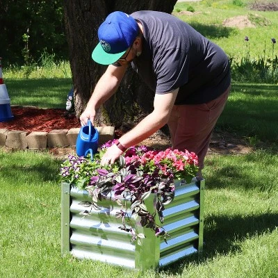 Sunnydaze Decor Sunnydaze Outdoor Lawn And Garden Galvanized Steel Square Raised Vegetable Garden Or Flower Bed Planter Kit - 22" - Silver 6 Sunnydaze Decor Sunnydaze Outdoor Lawn And Garden Galvanized Steel Square Raised Vegetable Garden Or Flower Bed Planter Kit - 22" - Silver - Image 4