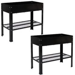 Sunnydaze Decor Sunnydaze Hot Dip Galvanized Steel Raised Garden Bed With Mesh Shelf - Set Of 2 -Furniture GUEST 6b6edf52 82c4 4612 9c6b d013a23387ef