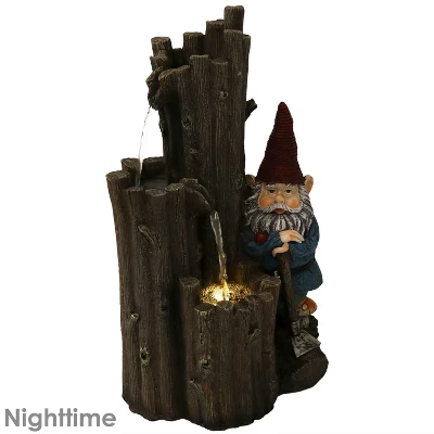 Sunnydaze Decor Sunnydaze 17"H Electric Polyresin Resting Gnome By Tiered Logs Outdoor Water Fountain With LED Light 4 Sunnydaze Decor Sunnydaze 17"H Electric Polyresin Resting Gnome By Tiered Logs Outdoor Water Fountain With LED Light - Image 2