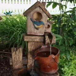 Sunnydaze Decor Sunnydaze 26"H Electric Polyresin Bluebird House And Buckets Outdoor Water Fountain -Furniture GUEST 6bd9ae1e 022d 4008 acbd d1c6aa649c70