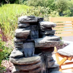 Sunnydaze Decor Sunnydaze 38"H Electric Polyresin And Fiberglass Stacked Shale Waterfall Outdoor Water Fountain With LED Lights 19 Sunnydaze Decor Sunnydaze 38"H Electric Polyresin And Fiberglass Stacked Shale Waterfall Outdoor Water Fountain With LED Lights -Furniture GUEST 6c3a4921 8e2a 4a03 b562 8d7c0eedff30