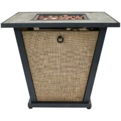 Sunnydaze Decor Sunnydaze Reykir Modern Smokeless Metal Outdoor Fire Pit With Tile Tabletop And Rafa Fabric Sides - 24" H -Furniture GUEST 6d671fb9 1207 40d4 a0e9 7a4c66cd0a46