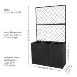 Sunnydaze Decor Sunnydaze 3-Section Wicker Planter Box With Trellis For Indoor Or Outdoor Use - Black -Furniture GUEST 6d9e9955 2bee 4555 8f94 6722f52cef82