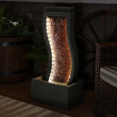 Sunnydaze Decor Sunnydaze 31"H Electric Resin Contemporary Curves Outdoor Water Fountain With LED Lights 9 Sunnydaze Decor Sunnydaze 31"H Electric Resin Contemporary Curves Outdoor Water Fountain With LED Lights - Image 7