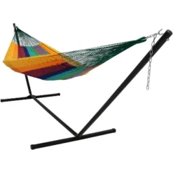 Sunnydaze Decor Sunnydaze Mayan Family Hammock Hand-Woven XXL Thick Cord With Stand - 400 Lb Weight Capacity/15' Stand -Furniture GUEST 6ebc9a46 40db 46ca 8855 fa1723f1b2db