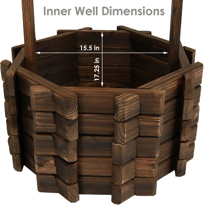 Sunnydaze Decor Sunnydaze Outdoor Fir Wood Wishing Well Garden Planter With Hanging Flower Bucket For Garden Or Yard - 45" H - Brown 11 Sunnydaze Decor Sunnydaze Outdoor Fir Wood Wishing Well Garden Planter With Hanging Flower Bucket For Garden Or Yard - 45" H - Brown - Image 9