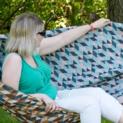 Sunnydaze Decor Sunnydaze Outdoor Polyester Double Jacquard Hammock -Furniture GUEST 6ffc9cdd 96b3 4b99 86bb 3db7cc058d59