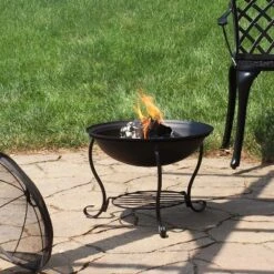 Sunnydaze Decor Sunnydaze Outdoor Camping Or Backyard Steel Round Raised Fire Pit On Stand With Spark Screen - 18" - Black -Furniture GUEST 714edb16 ac98 4d1c 9fa1 02b6c38a6190