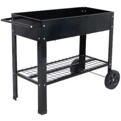 Sunnydaze Decor Sunnydaze Outdoor Galvanized Steel Raised Mobile Elevated Planter Cart With Handlebar And Wheels - 43" -Furniture GUEST 71a875e9 0ee0 44a6 8d71 bfb2ec6bf041