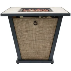 Sunnydaze Decor Sunnydaze Reykir Modern Smokeless Metal Outdoor Fire Pit With Tile Tabletop And Rafa Fabric Sides - 24" H -Furniture GUEST 73303507 0990 4723 8c5f b85eac8b6db6