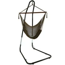 Sunnydaze Decor Sunnydaze Caribbean Style Extra Large Hanging Rope Hammock Chair Swing With Stand - 300 Lb Weight Capacity -Furniture GUEST 74f7feff 0d53 4ee8 b824 4859f12905d3
