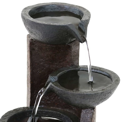 Sunnydaze Decor Sunnydaze Indoor Home Decorative Resin 3-Tier Descending Bowls Tabletop Water Fountain - 9" - Dark Brown 4 Sunnydaze Decor Sunnydaze Indoor Home Decorative Resin 3-Tier Descending Bowls Tabletop Water Fountain - 9" - Dark Brown - Image 2