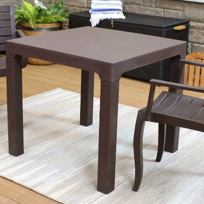Sunnydaze Decor Sunnydaze 31" Square Polypropylene Indoor/Outdoor Patio Dining Table, Brown 3 Sunnydaze Decor Sunnydaze 31" Square Polypropylene Indoor/Outdoor Patio Dining Table, Brown