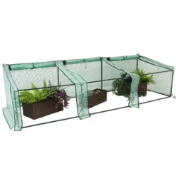 Sunnydaze Decor Sunnydaze Outdoor Portable Slanted Top Plant Shelter Mini Cloche Greenhouse With Zipper Doors - Green -Furniture GUEST 75d21ab5 4ebf 45bd b481 4286d01f8161