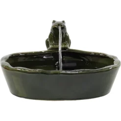 Sunnydaze Decor Sunnydaze Outdoor Solar Powered Ceramic Spitting Frog Water Fountain With Submersible Pump - 7" - Green -Furniture GUEST 761ccdfe c3a4 4e7b aeec 9d3283870e06
