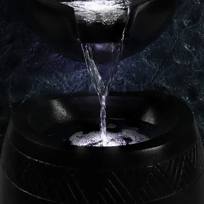 Sunnydaze Decor Sunnydaze Peaceful Rain Electric Outdoor Water Fountain - 31.75" H - Gray And Black 4 Sunnydaze Decor Sunnydaze Peaceful Rain Electric Outdoor Water Fountain - 31.75" H - Gray And Black - Image 2